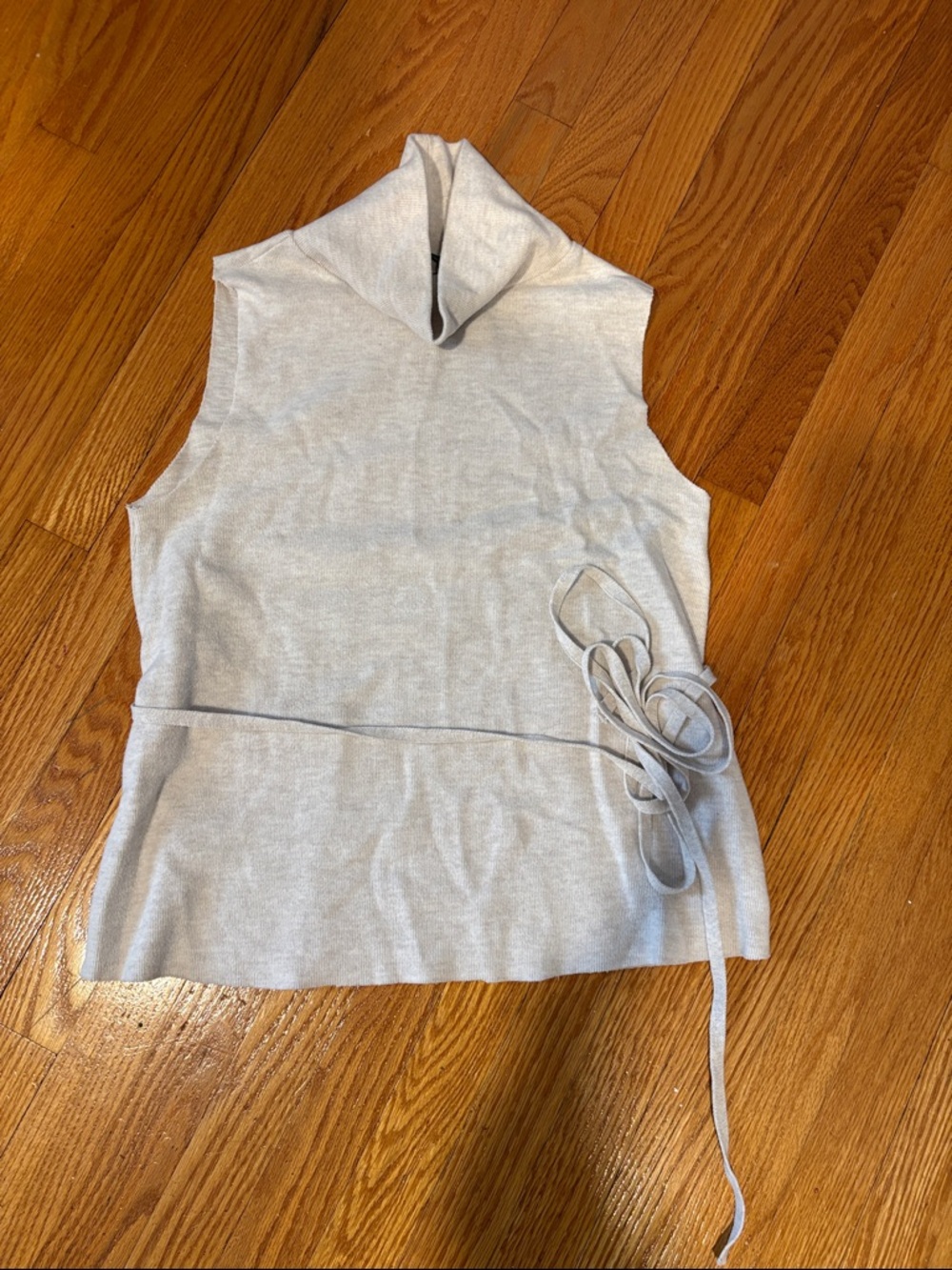 Zara Sleeveless Knit Turtleneck Top with Side Tie